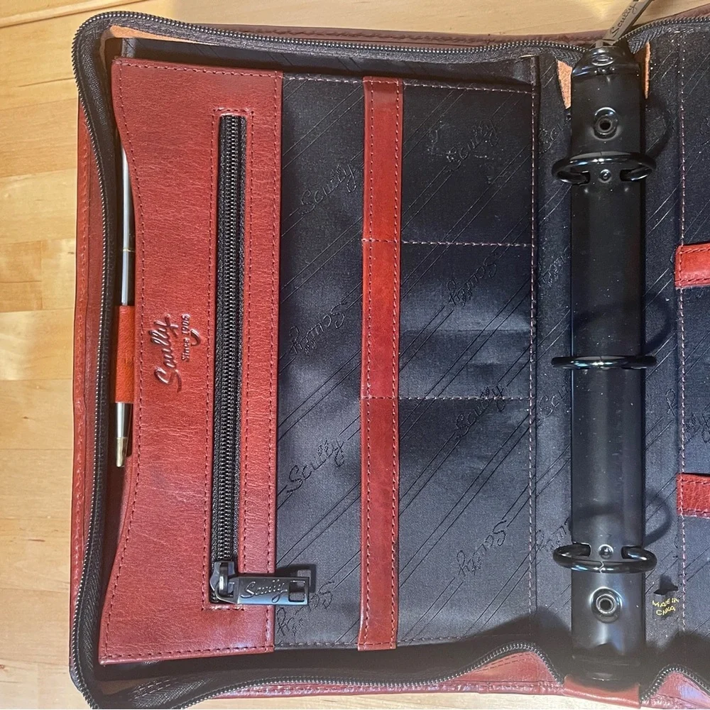 Scully Vintage Burgundy Leather 3 Rings Binder/Planner